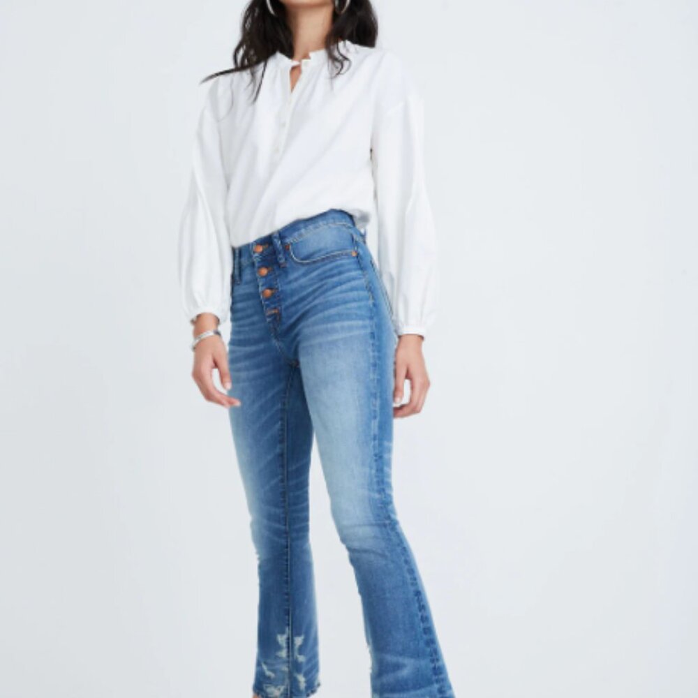 Madewell Cali Denim Button Front Distressed